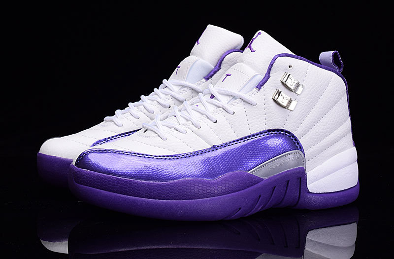 retro 12 purple and white