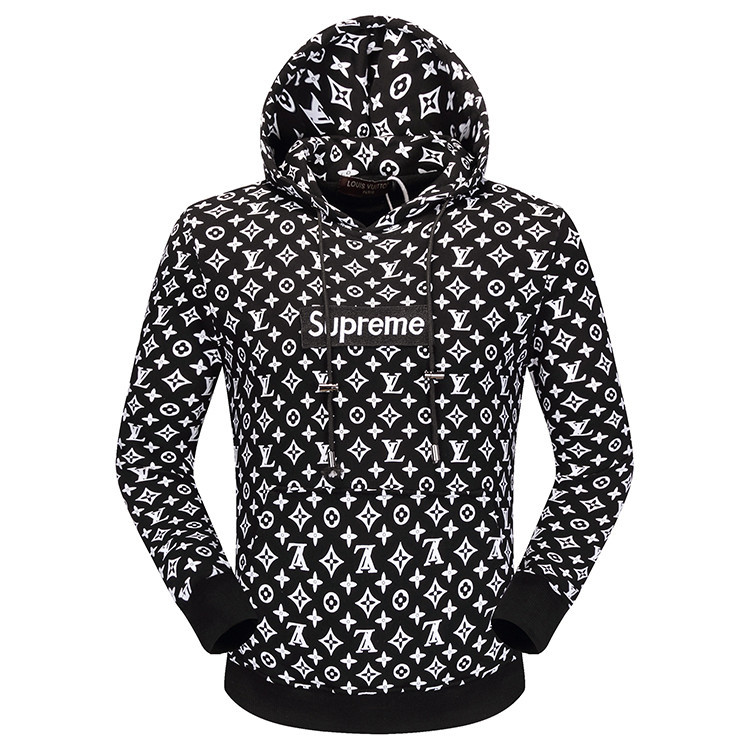 supreme louis vuitton hoodie black